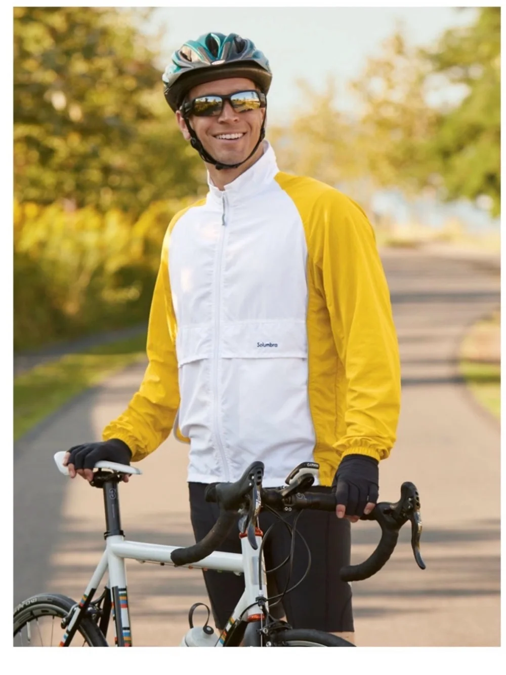 Solumbra Men’s White & Yellow Lightweight Cycling Jacket
